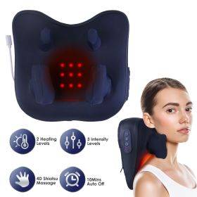 4D Deep Shiatsu Kneading Massager - 6 Nodes, 2 Heating Levels, 3 Intensities - Cordless with Auto Off Timer, Ideal for Neck & Back