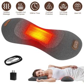 3 In 1 Electric Lumbar Massager Support Pillow Plug-in Memory Foam Lower Back Massager with Heat Vibration Airbag Stretching Adapter for Pain Rel