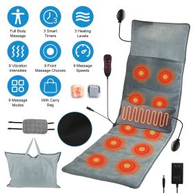 Full Body Electric Massage Mat with Heat Vibration Massage Pad Cushion Back Massage Mattress Chair Pad with Inflatable Head Lumbar Pillow with 10