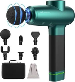 Massage Gun Deep Tissue Percussion: 20 Speed 6 Heads LED Touch Screen Brushless Motor Professional Massager for Neck Back Body Muscle Recovery Pa