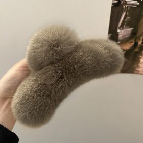 Oversized Rabbit Plush Grab Clip Senior Sense Light Luxury Hair Clip Female (Option: Coffee)