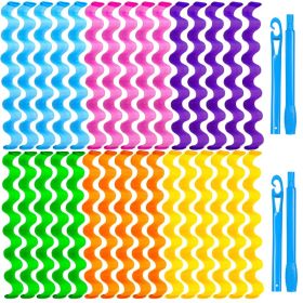 30 Pcs Heatless Hair Curlers Wave Curls Styling Kit With 2 Pcs Styling Hooks, No Heat Hair Curlers For Women Girls 6 Colors, 30 Cm 11.81 Inch (Option: 30cm)